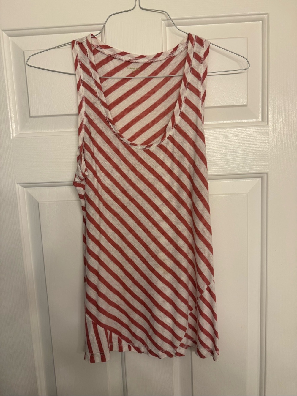 Garnet Hill Red and White Striped Sleeveless Top
